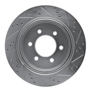 Ford F-150 Brake Rotor (1) - Rear Left - R1 Concepts - Drilled & Slotted - Silver - `15-`17